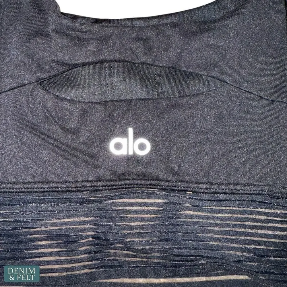Alo Yoga Black Strappy Bra‎ Top with Mesh Cutout Detail Activewear Size XS